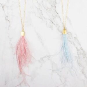 NWT Blue Feather Pendant Necklace